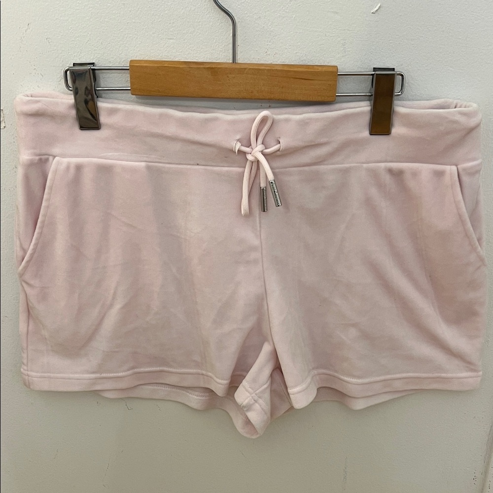 Rare Juicy Couture light Pink Velour Shorts with Rhinestone Detail
